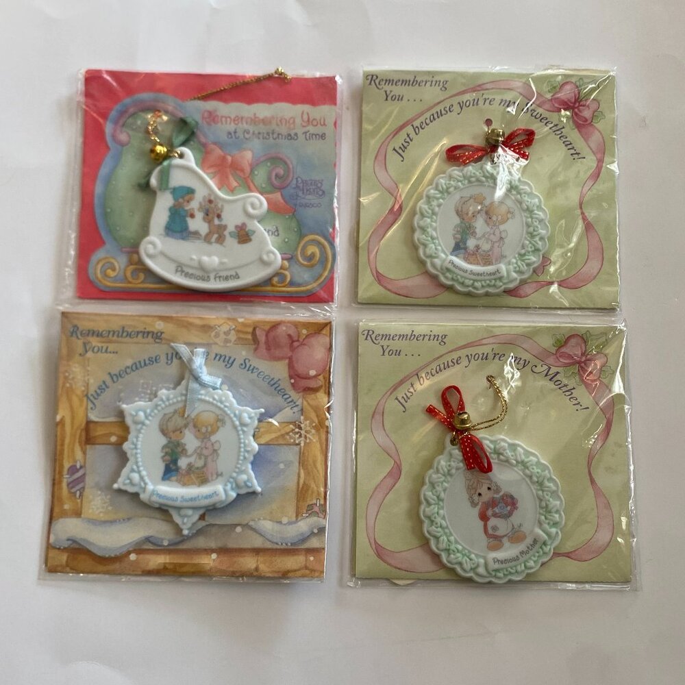 Vintage Set of Precious Moments Porcelain Holiday Ornaments | NWT